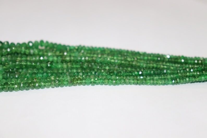 Tsavorite Faceted Rondelle Beads 3-7 mm Tsavorite Rondelle Beads Tsavorite Beads Strand Tsavorite Faceted Beads Tsavorite Beads