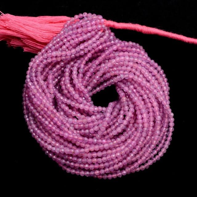 Natural Pink Sapphire 2mm-3mm Faceted Round Beads | 13inch 5 Strand YO-Strand- 17735
