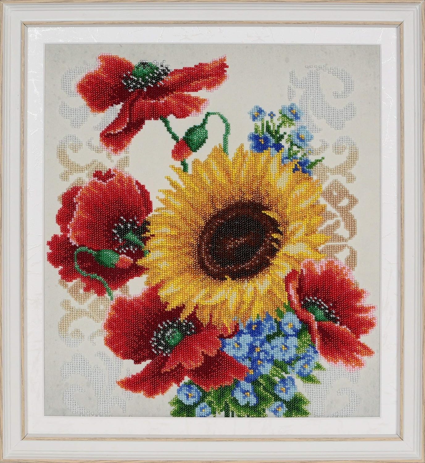 Flowers of The Field; Bead Embroidery kit; Contemporary Embroidery; 100% Glass Seed Beads Preciosa; Needlepoint; Handcraft; Tapestry kit; Needle Arts Decor