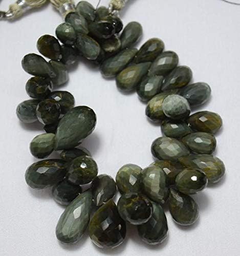 Cat's Eye Faceted Tear Drops Beads, Green Cat's Eye Faceted Drops Gemstone, 6x10mm - 13x16mm Approx 8 Inch Strand Code-HIGH-24309