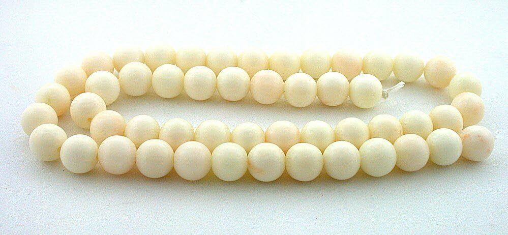 Vintage 8.5mm Round Genuine Italian Angel Skin Coral 16 Inch Gem Bead Strand