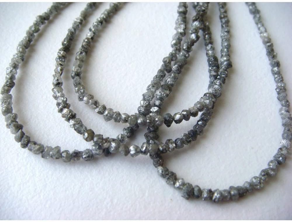 1mm to 2mm Natural Round Gray Raw Diamond Beads, Rough Diamond Rondelle Beads, Gray Diamond Beads, Diamond For Jewelry (4IN To 16IN), 1 MM - 2 MM