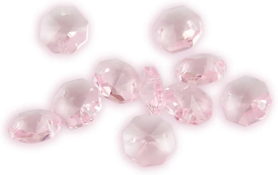 Hanging Crystals Prisms Pink 14mm Octagon Beads 100pcs/1000pcs Curtain Accessories Chandelier Crystal Prisms Hangings Crystals for Decoration(500pcs)