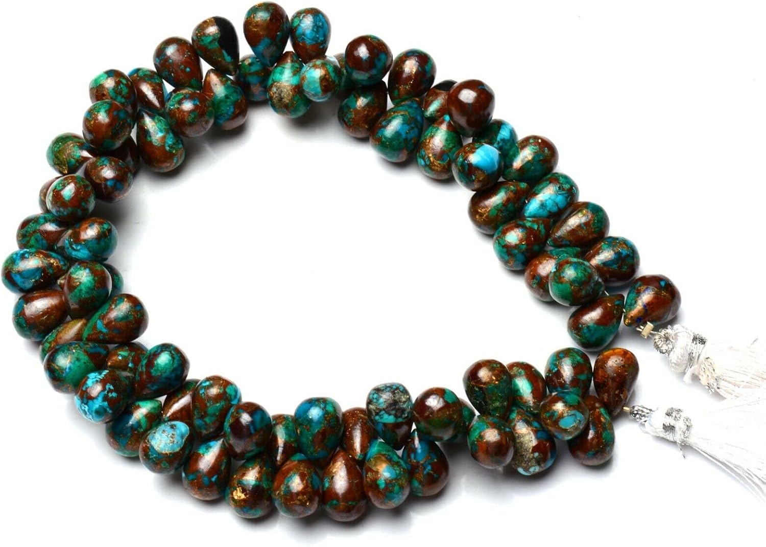 8 inch Strand of Natural Chrysocolla 11x8mm Teardrop Smooth briolette Beads for DIY Jewelry Making. |BRIO_02276