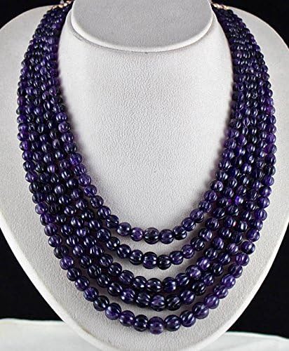 13 Inch 1 strand necklace of natural amethyst melon shape carved cut 10mm-4mm beads for DIY jewelry making.