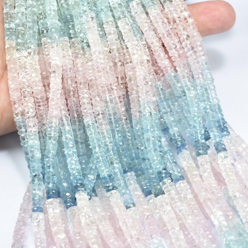 Natural Aquamarine tyre faceted Beads 4.5-5mm 18 inch long string jewelry making gemstone beads for necklace bracelet