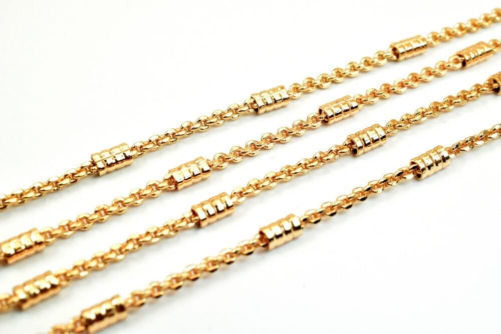 18K Pinky Gold Filled EP Bar Chain/Cable Chain Width 3mm Thickness 2mm Gold-Filled findings Sold by Foot PGF16