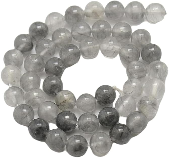 13 inch Strand of Natural gem Gray Quartz, 8mm Round Smooth Beads for DIY Jewelry Making. | Beads_03977