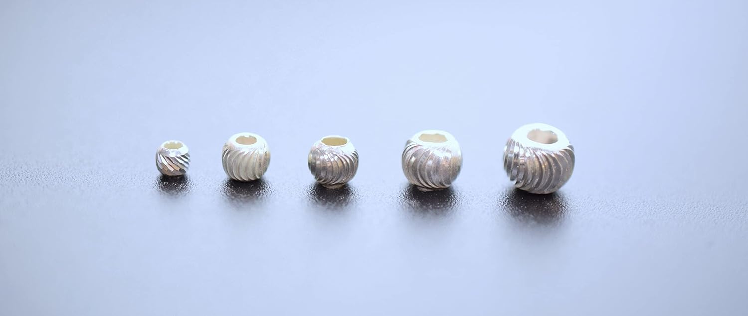 925 Sterling Silver Diamond Cut Round Beads European Style Size 3mm/4mm/5mm/6mm Supplier and Wholesale