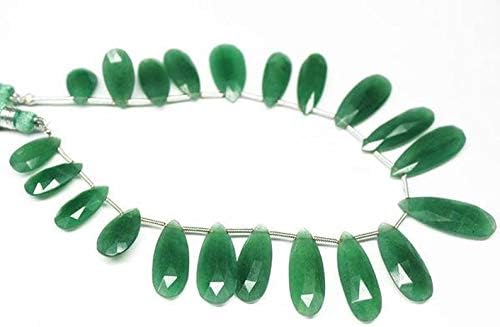 GEMZ 13 inch Strand of Natural Green Quartz pear Drop Shape Faceted Cut Green Color briollete Beads for DIY Jewelry Making- Earring Necklace Bracelet.