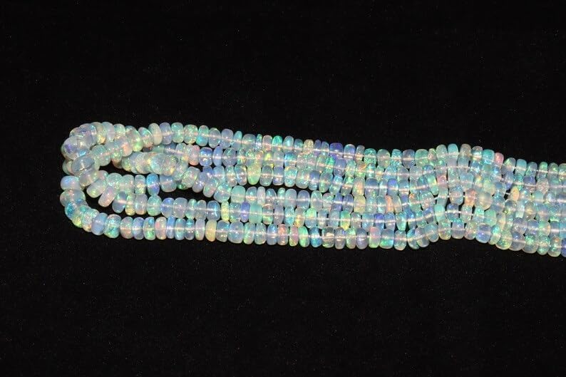 Ethiopian Opal Smooth Rondelle Bead 4-6 mm Opal Plain Beads Fire Opal Beads Flashy Opal Bead for Making Jwelery