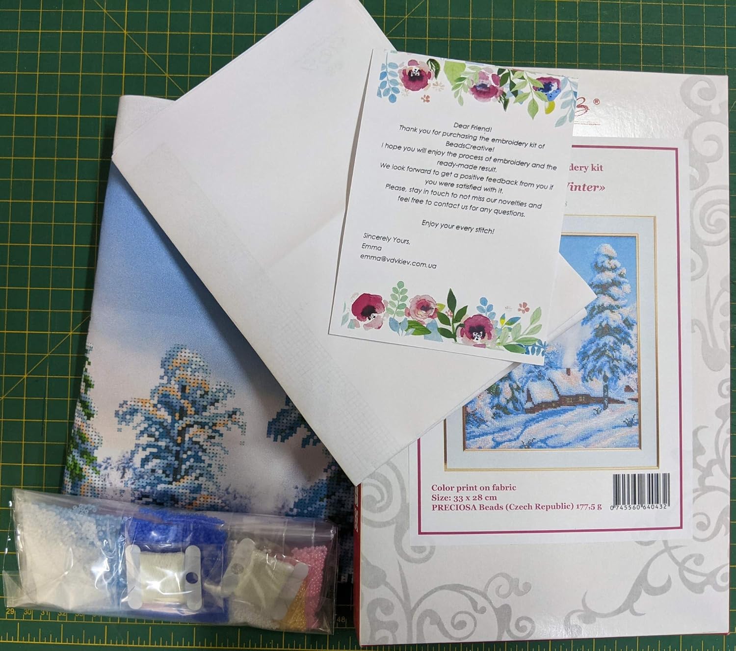 Snowy Winter; Bead Embroidery kit; Beaded Cross Stitch; Contemporary Embroidery; 100% Glass Seed Beads Preciosa; Needlepoint; Handcraft; Tapestry kit; Needle Arts; Decor