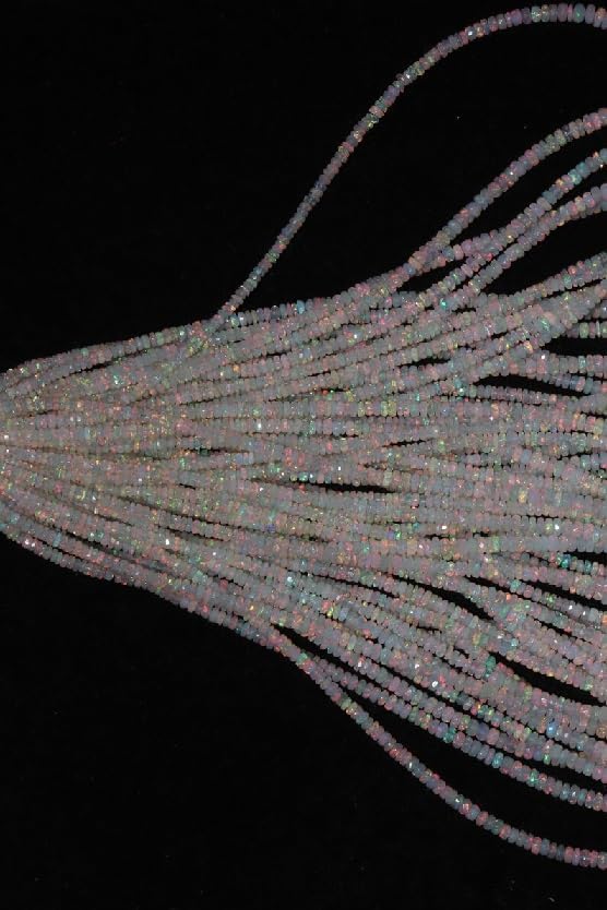 Ethiopian Welo Opal Bead Opal Rondelle Beads 3-5 mm Opal Cut Beads Multi Fire Opal Beads AAA+ Ethiopian Opal Faceted Rondelle Beads for Making Jwelery