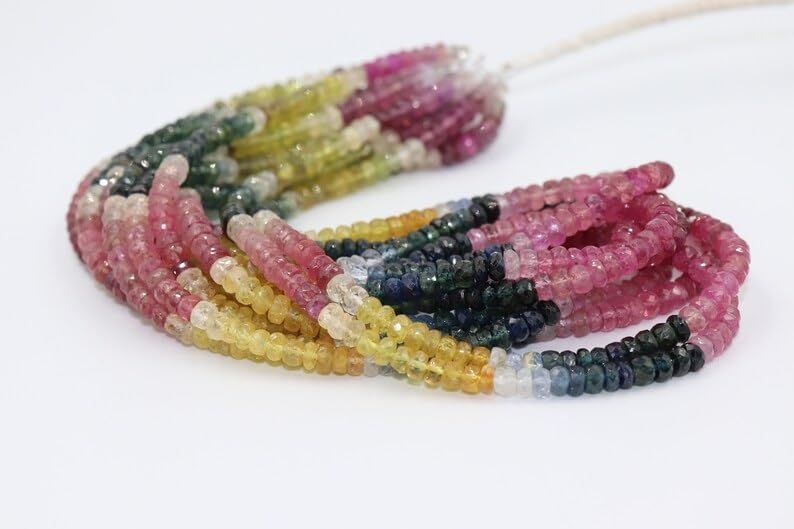 Natural Multi Sapphire Faceted Rondelle Beads 4-5 mm Multi Rainbow Beads Multi Sapphire Beads Wholesale Beads