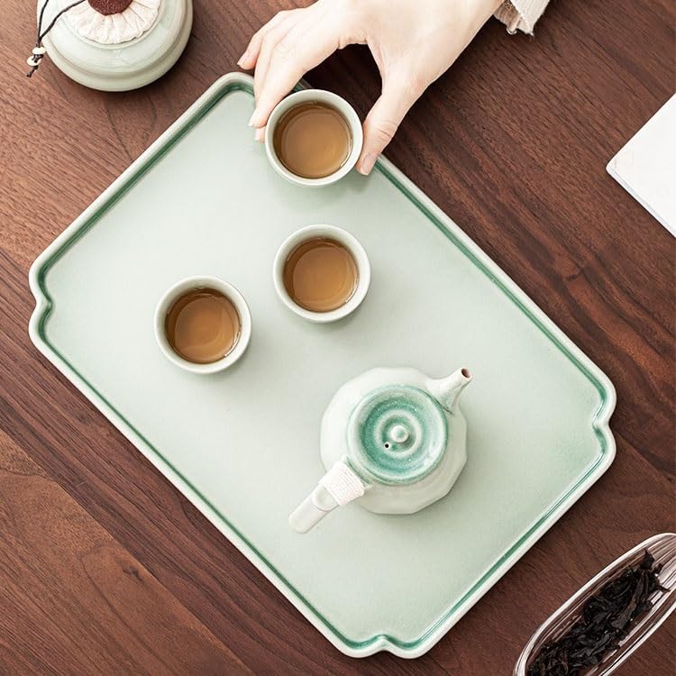 Tray Decor Ceramic Tea Tray Household Single-Layer Dry Tea Tray Small Tea Table Tea Tray Modern Simple Tea Tray Food Tray