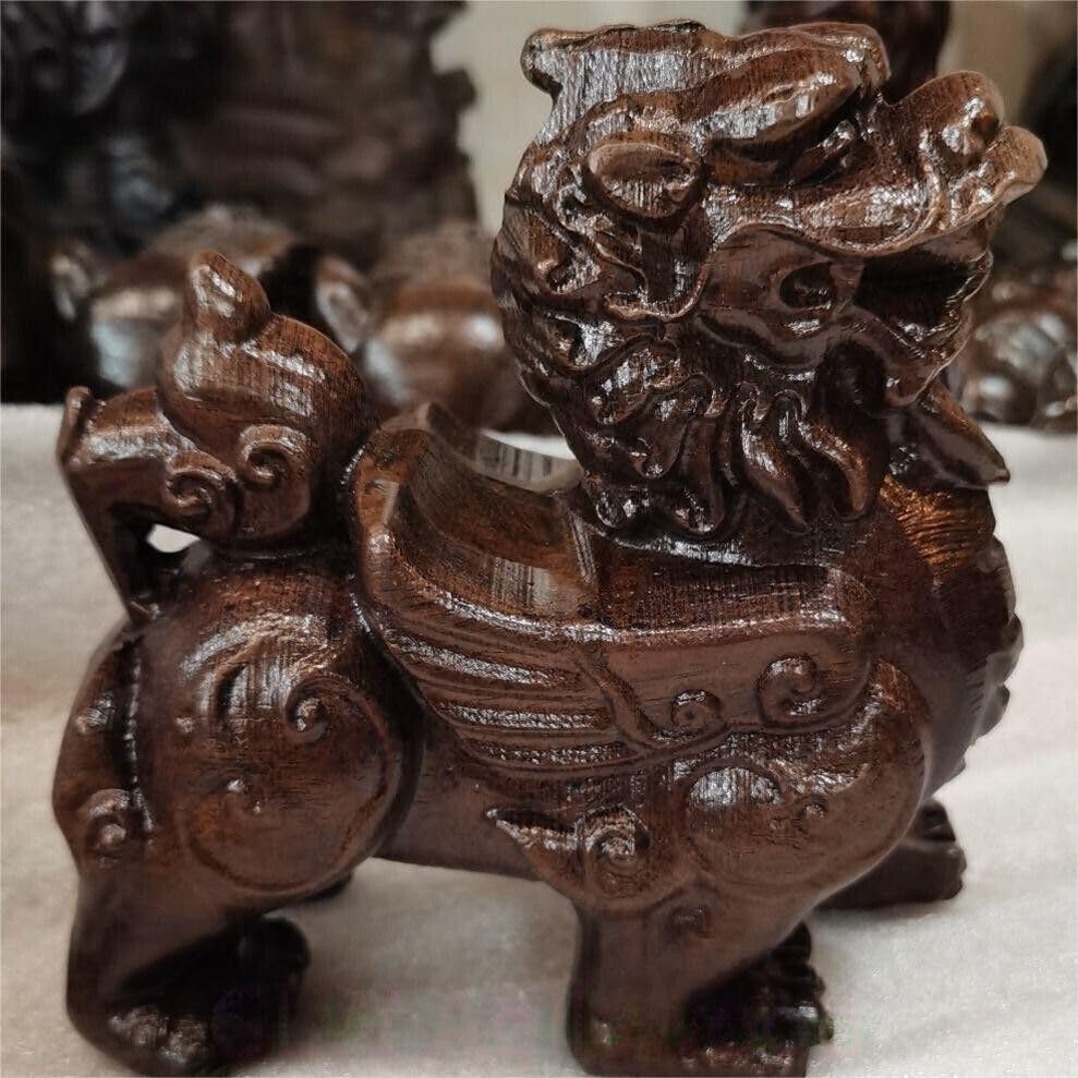 Agarwood A Pair Hand Carving Vietnam Wild Agarwood Kirin Fengshui Decoration Agarwood