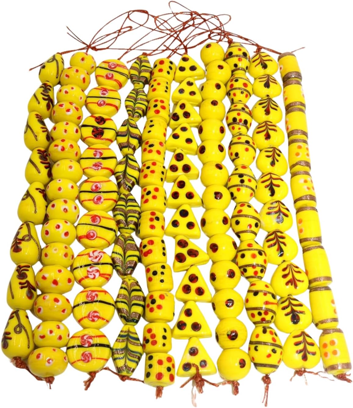 Multi Style Glass Beads, Handmade Lampwork Beads for Jewelry Making, DIY Crafts & Decoration, Yellow (20)