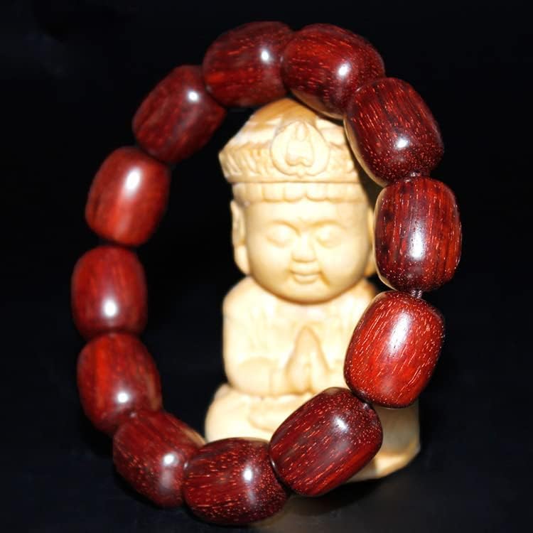 Mascot Wooden Crafts Wood Carving Art Wood Decoration Artwork 印度小叶紫檀枣珠手串 桶珠佛珠 紫檀红木珠 (小叶紫檀枣珠15mm)