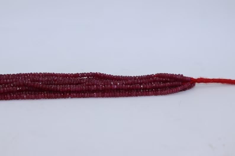 AAA+ Quality Longido Ruby Faceted Rondelle 3mm Beads Strand for Jewelry Making Natural Pink Ruby Rondelle Wholesale Beads