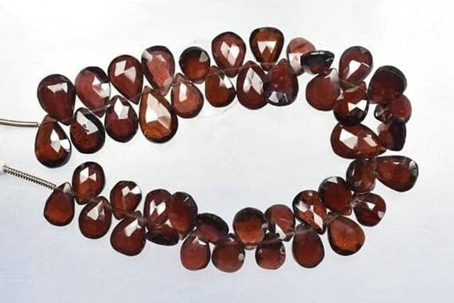 6 Inch 6x9-7x10mm Natural Red Garnet Faceted Pear Shape Briolette Beads lot of 25 Strands CHIK-STRD-98251