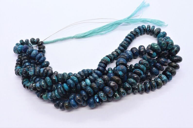 Natural AAA Quality Natural Chrysocolla rondella Faceted Beads 6-11 MM 16 inch Long String Jewelry Making Gemstone Beads for Necklace Bracelet