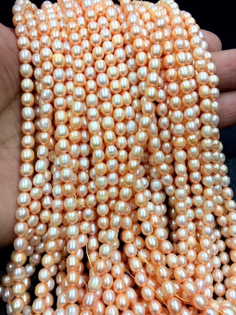 13 inch Strand of Natural gem Freshwater Pearl, 5mm Cylinder Smooth Beads for DIY Jewelry Making. | Beads_03826