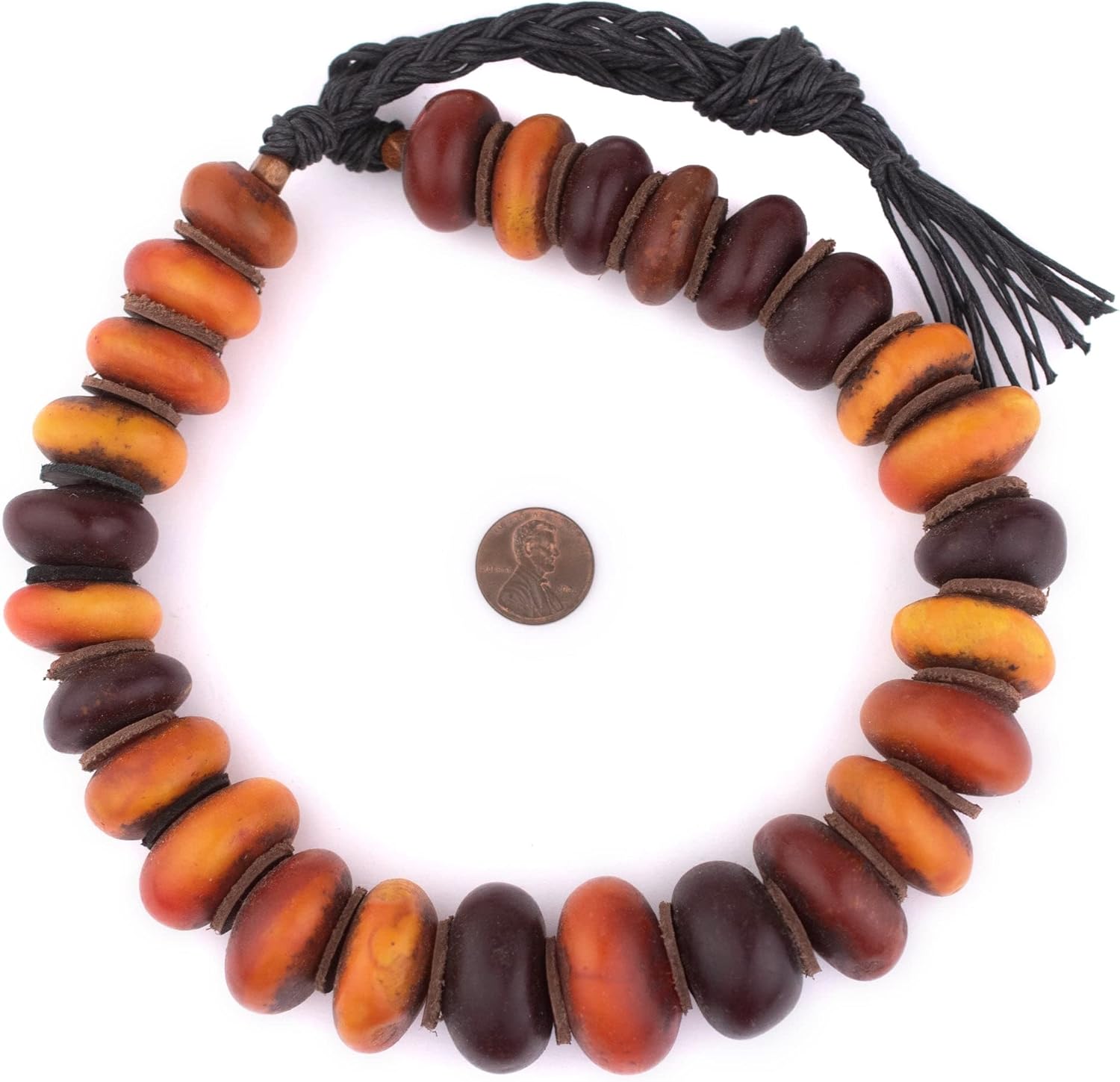 The Bead Chest Medley of Moroccan Amber Resin Beads Graduated 26mm Morocco African Orange Round Large Hole 22 Inch Strand Handmade