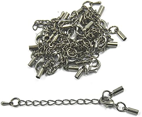OP 12 Set Clip Cap Lobster Clasp Bead Caps End Cap with Extender Chain DIY Jewlery Finding T211