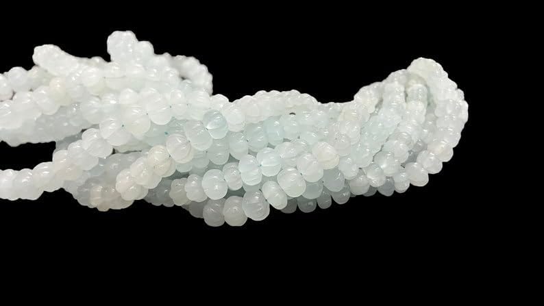 Natural Aquamarine Melon Smooth Beads 6-10MM 16 inches long string jewelry making gemstone beads for necklace bracelet