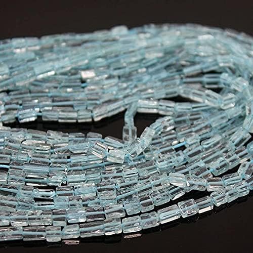 Beads Gemstone 30 Strand Lot Blue Aquamarine Smooth Rectangle Chiclet Gemstone Loose Craft Beads 14 Inch Long 3mm 6mm Code-HIGH-26869