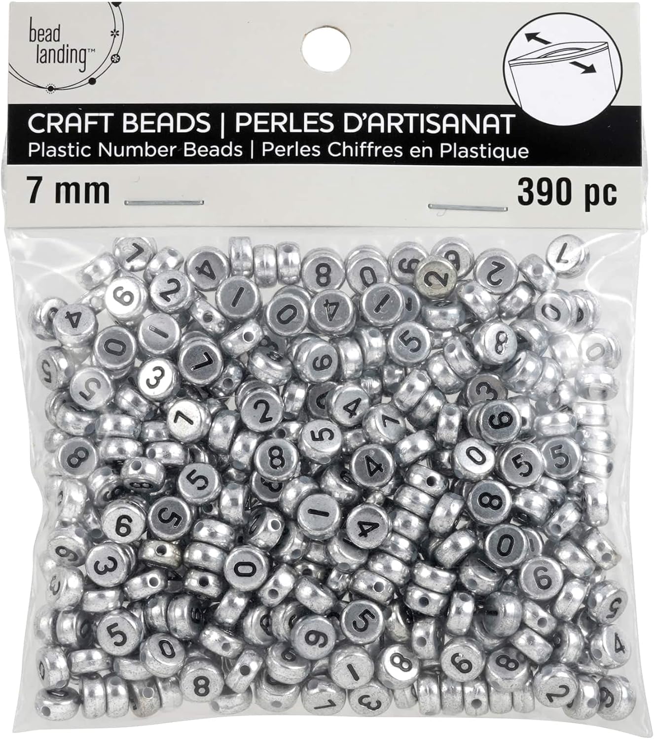 Bead Landing Plastic Number Circle Craft Beads, 12 Packs: 390 ct. (4,680 Total), 7mm