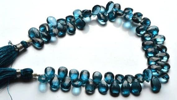 1 Strand Natural 8 Inches Natural, Rare Natural London Blue az Micro Faceted Pear Shape Beads Briolette 8 to 10 MM