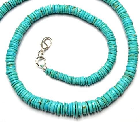 1 Strand Natural Arizona Blue Turquoise 4 to 9MM Rondelle Heishi Beads 17 Inch