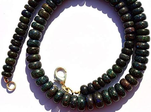 Very Rare Natural Gem Australian Matrix Black Opal Big 7 to 11MM Smooth Rondelle Beads 16.5 Inch Full Strand Finished Necklace Rare Gem