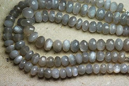 8 Inch Strand, Grey Moonstone Faceted Rondelles, 7-8mm Size Code-HIGH-57768