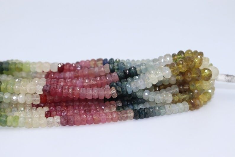 Multi Sapphire Faceted Rondelle Beads 5-5.5 mm Multi Beads Multi Rainbow Beads Multi Sapphire Beads Wholesale Beads