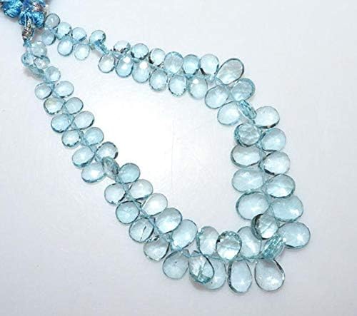 13 inch Natural Beads Strand of 4x5-8x11mm Faceted pear Aquamarine Gemstone briolletes Beads for DIY Jewelry - Necklace, Bracelet, Earring, Ring.