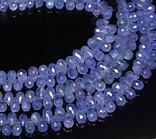 Blue Tanzanite Briolette Faceted Tear Drop Gemstone Loose Beads Strand 8