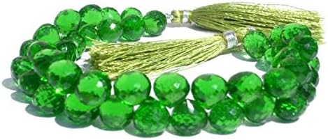 Green Quartz Micro Faceted Onion Shaped Briolettes Size- 9-10mm 4 Inches Strand. Long Strand Code-HIGH-40998
