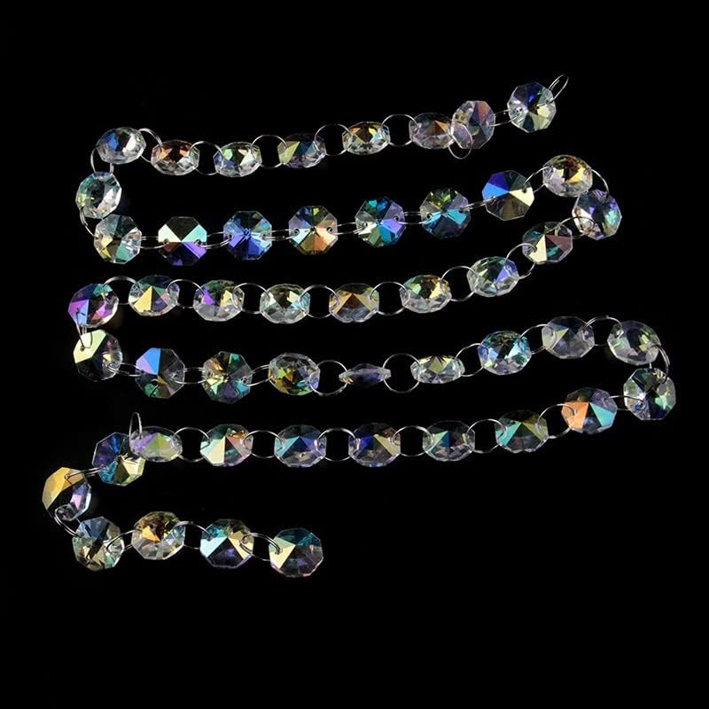 Chandelier Crystal Prisms Pendants AB 10m-50m 14mm Beads Chain Wedding Party Crystal Strand Garland Beads Decoration Chandelier Crystal Prisms Pendants (Size : 10 Meters)