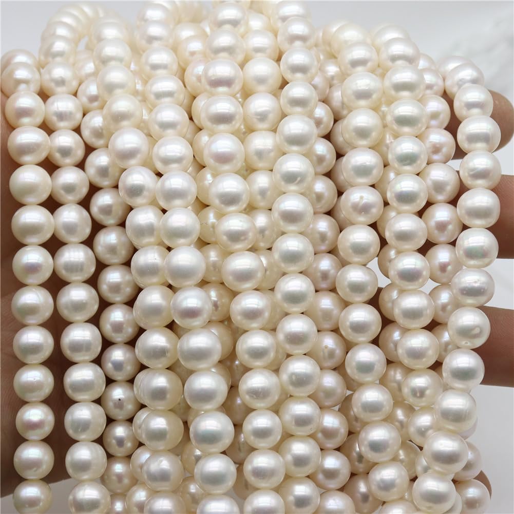 8Mm-9Mm Natural Freshwater Pearls Beads Rice-Shaped Circular Flat-Shape Irregular Beads for Jewelry Making Black 200 Pieces
