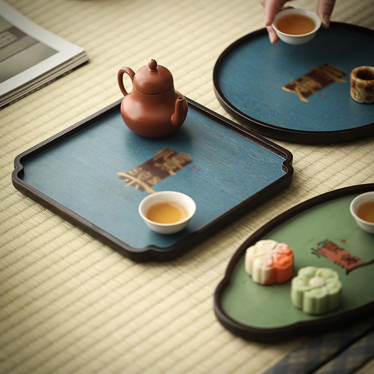 Foodtray Chinese Style Tray Round Tea Set Dry Table Household Small One Person Homestay Service Dining Serving(B,Small)