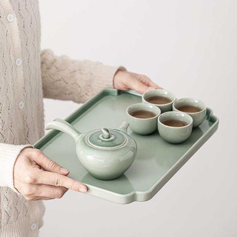 Tray Decor Ceramic Tea Tray Household Single-Layer Dry Tea Tray Small Tea Table Tea Tray Modern Simple Tea Tray Food Tray