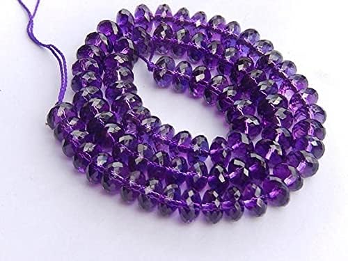 Amethyst Gemstone Faceted Rondelles, Semi Precious Gemstone Bead. Heat Treated. 8x5mm 15