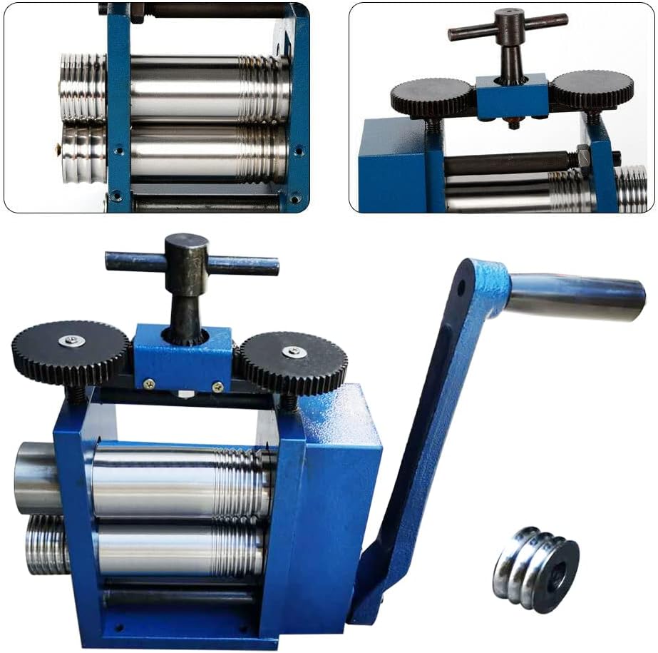 MuChaIOAK Manual Rolling Mill Machine, Manual Combination Rolling Mill Machine, Roller Jewelry Press, Combination Rolling Mill Machine Roller for Metal Sheet/Wire/Flat Pressing 3