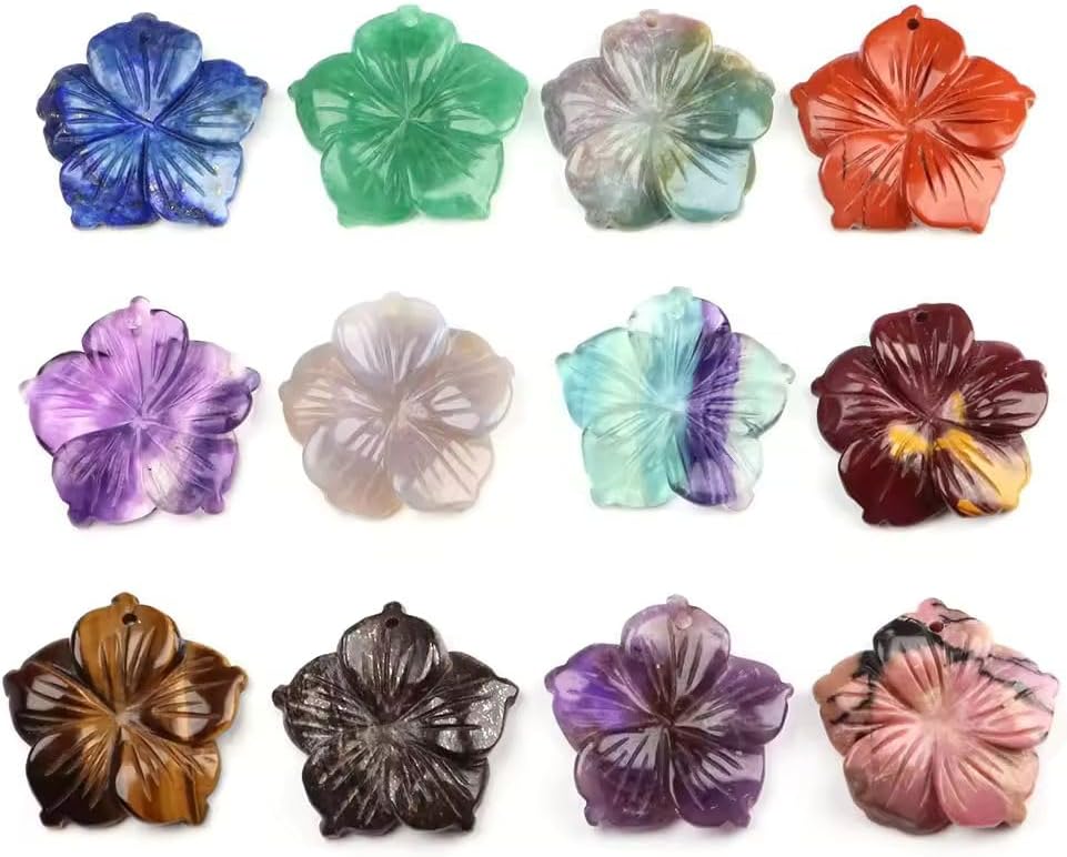 28mm Hand-Carved Peach Blossom Pendant | Natural Crystal Gemstone Bead | Feng Shui & Decorative Craft