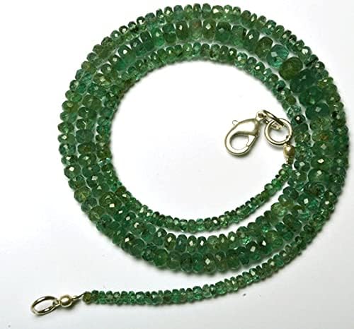Beads Gemstone 1 Strand Natural 21 Inches Stands AAAA Gems Quality 100% Natural Emerald Transparent Faceted Roundels Beads Necklace 2.5 to 5 MM Code-HIGH-21563