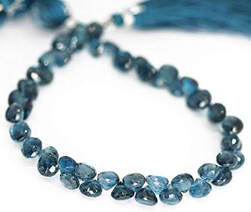 Blue Lonn Topaz Faceted Onion Drop Loose Gemstone Craft Beads Strand 8 Inch Long 5mm Code-HIGH-27046