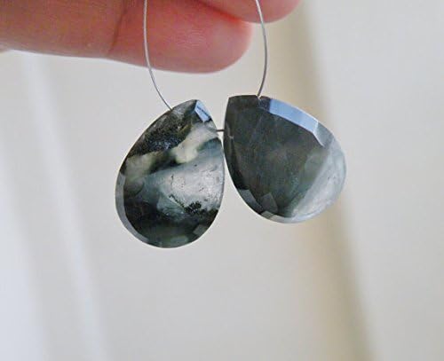 Rare Cat's Eye Chrysoberyl Gemstone Faceted Teardrop Briolette 20mm 2 beads