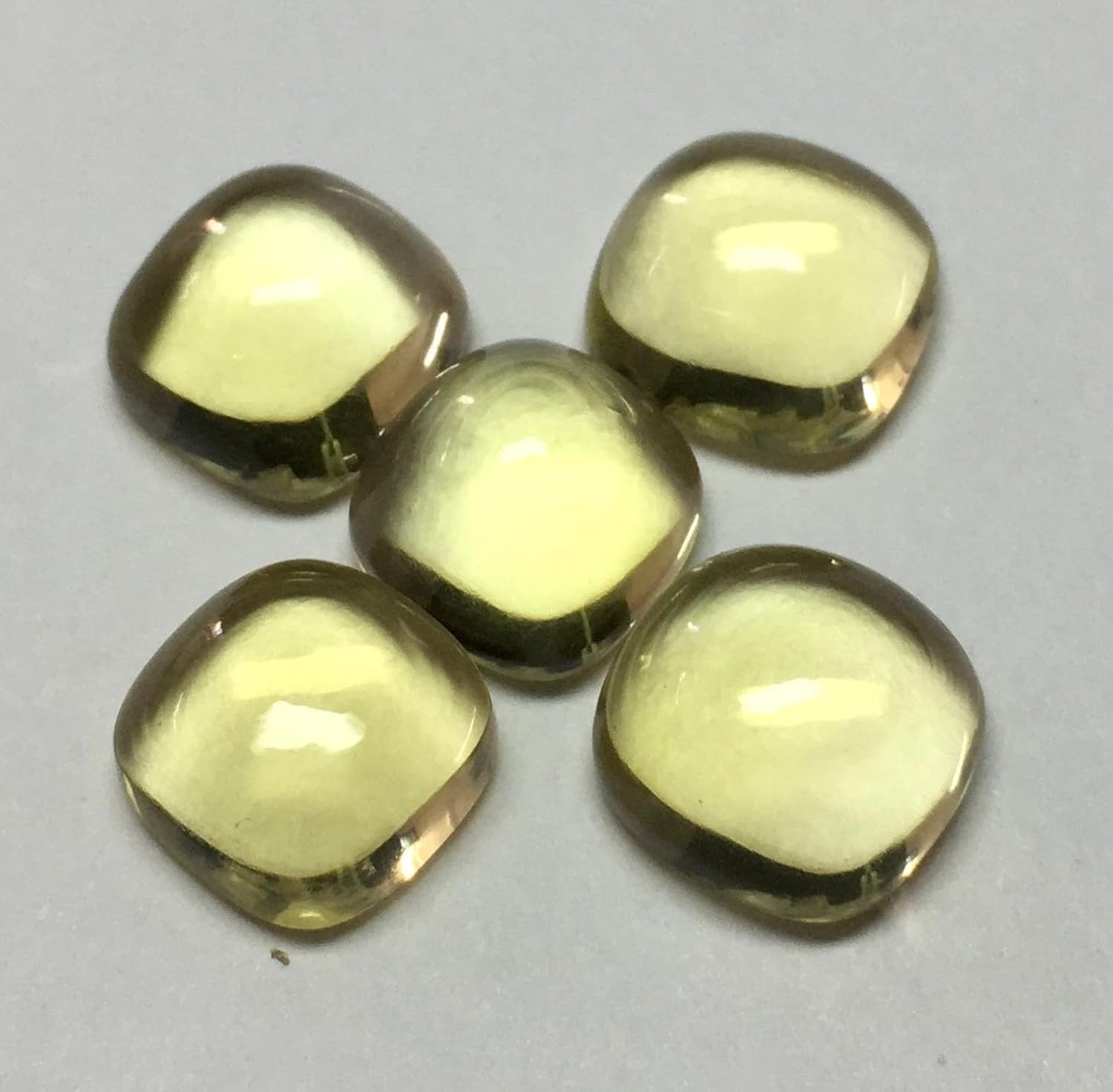 Natural Lemon Quartz Cushion Cabochon flat back Loose Gemstones For Earrings Pendant & Jewelry Making (10 Pieces) Set